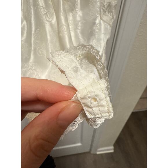 Vintage 70s Barbizon Lace Trim Bow Detail Teddy Lingerie White Size Medium - Picture 6 of 10